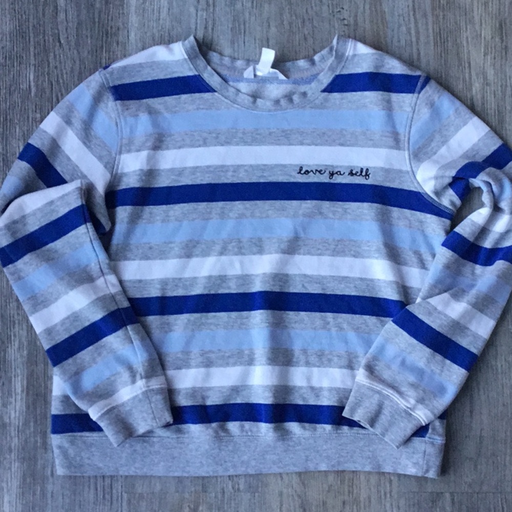 POPSUGAR Striped “love ya self” sweatshirt